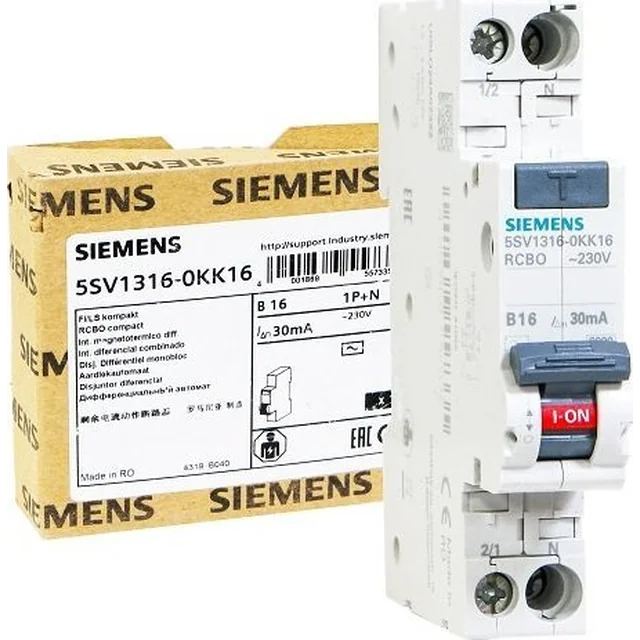 Siemens Wyłącznik różnicowo-nadprądowy 2P 16A B 0,03A type AC 5SV1316-0KK16