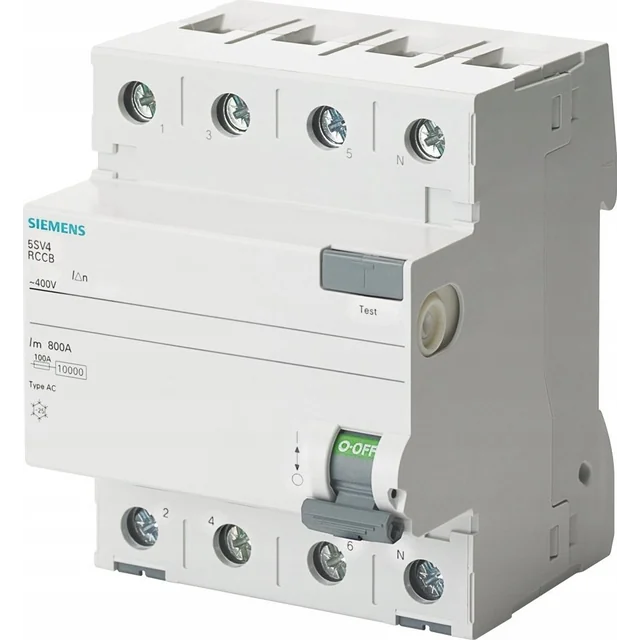 Siemens Wyłącznik różnicowoprądowy SENTRON Tüüp AC IN=63A 3+N 100MA 400V 4MM