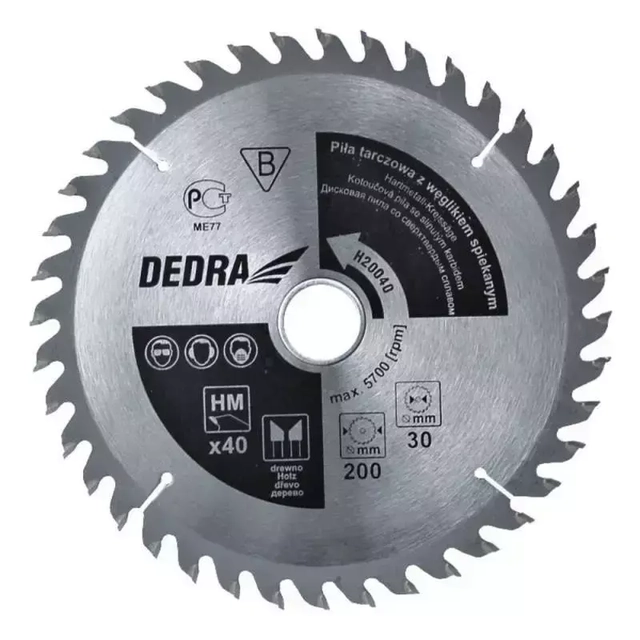Sierra circular para madera con carburo Dedra 40 dientes, śr.315x30 mm