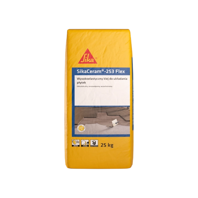 SIKA SikaCeram-253 FLEX cement adhesive with improved parameters, class C2, 25kg, internal./ ext., floor heating