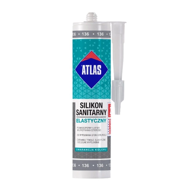 Silikon elastyczny sanitarny Atlas biały 280 ml 001