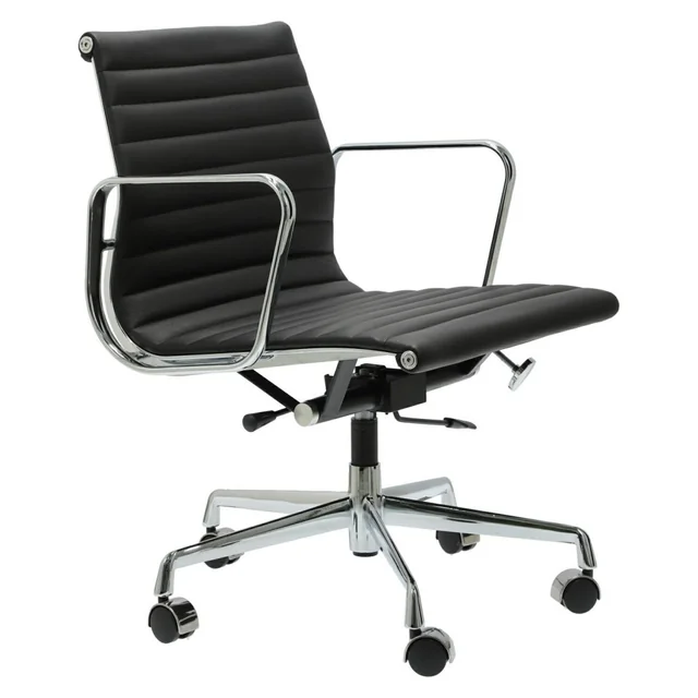 Silla de oficina CH1171T cuero negro, cromo