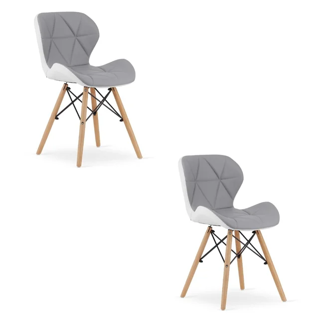 Silla LAGO de ecopiel - gris y blanco x 2