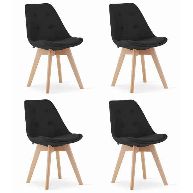 Silla NORI - material negro - patas naturales x 4