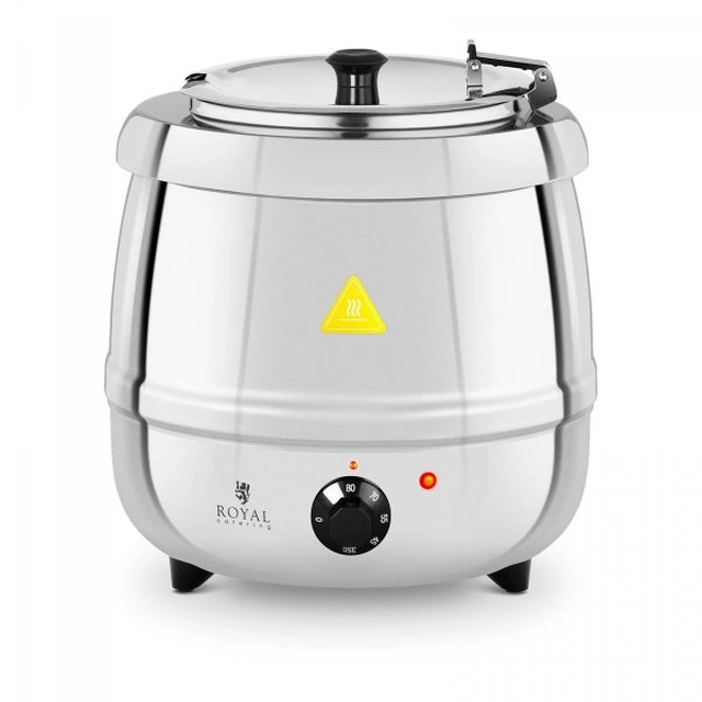 SILVER ELECTRIC SOUP KETTLE WITH A CAPACITY OF 10L ROYAL CATERING 10011248 RCST-10BB