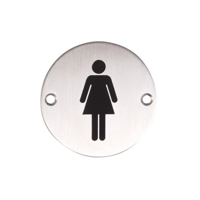 Simex toilet sign for ladies, diameter 75 mm, steel