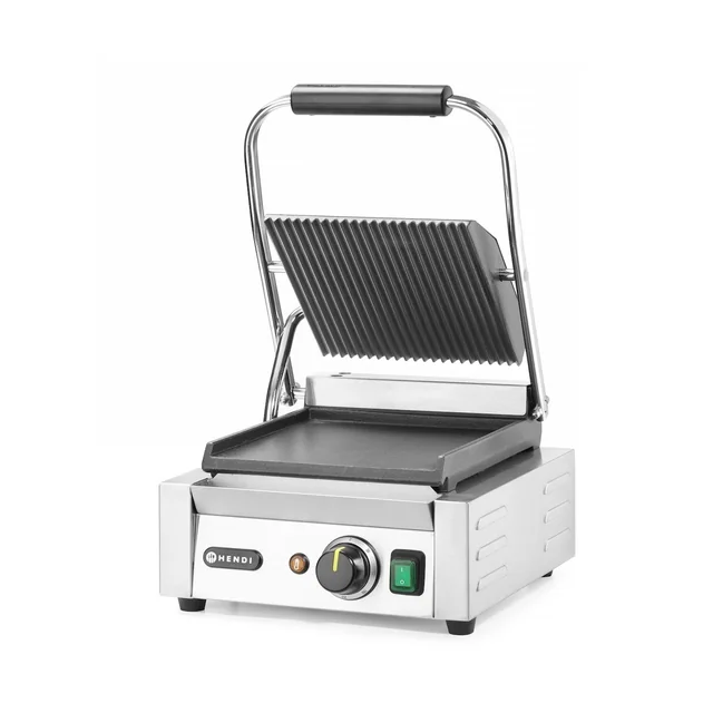 Single contact grill, HENDI, grooved top, smooth bottom, 230V/1800W, 310x400x(H)510mm