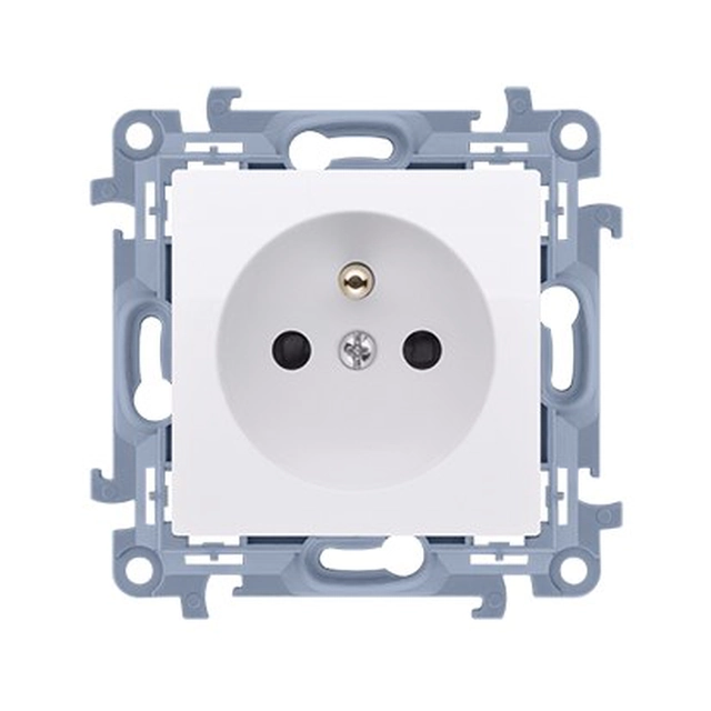 Single earthed plug socket with shutters for current paths (module)16 AND,250 V~, screw terminals, white Simon10