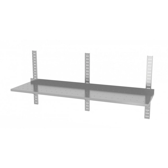 Single, perforated adjustable hanging shelf with three consoles 1700 x 400 x 600 mm POLGAST 381174-3-PERF 381174-3-PERF