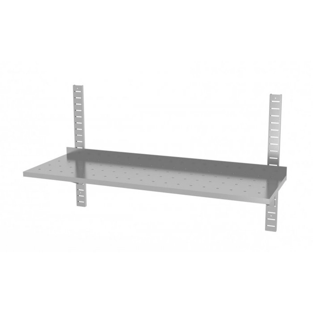 Single, perforated adjustable hanging shelf with two consoles 1100 x 300 x 600 mm POLGAST 381113-PERF 381113-PERF