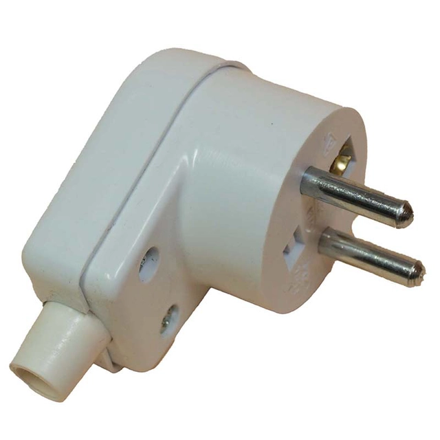 SINGLE-PHASE ANGLED PLASTIC PLUG 2P+Z 10/16A White with pin