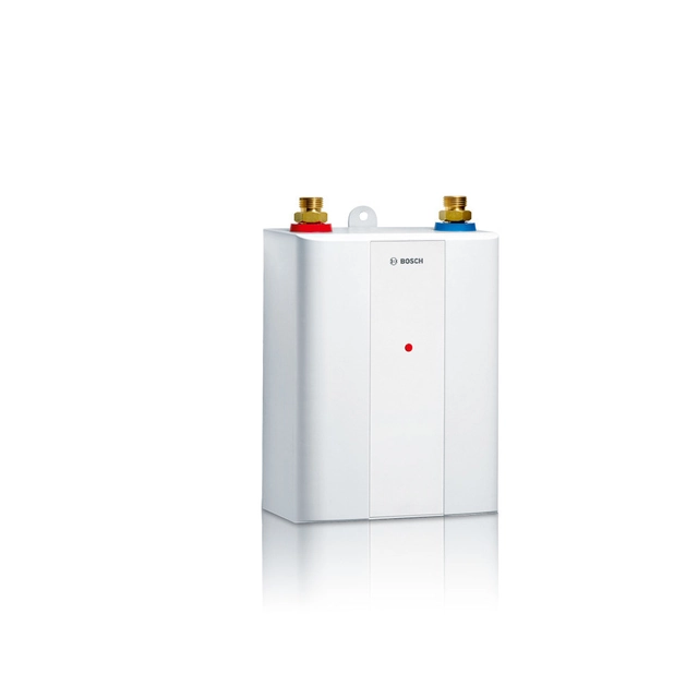 Single-phase flow water heater, electronically controlled by Bosch Tronic TR4000 6 ET of power 6,0 kW 230 V under the washbasin.
