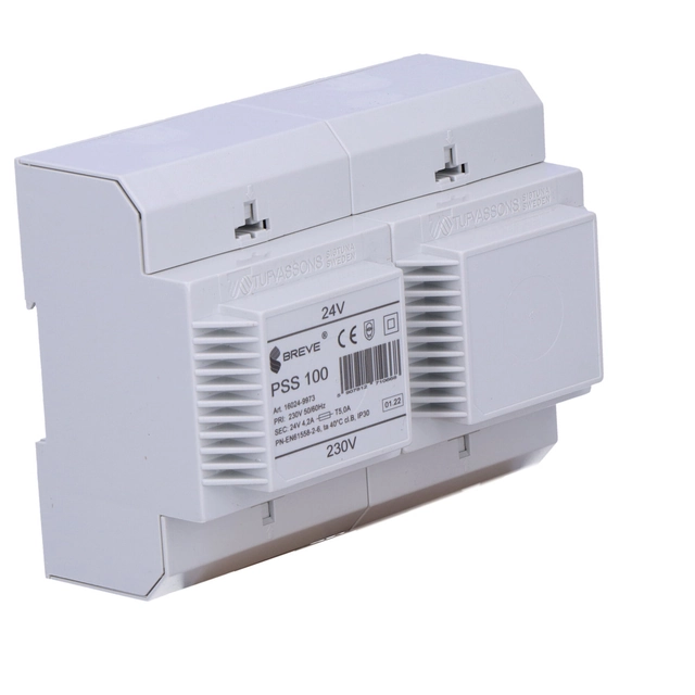 Single-phase PSS transformer 100 230/24V IP30 to the DIN rail TH-35 in a modular housing