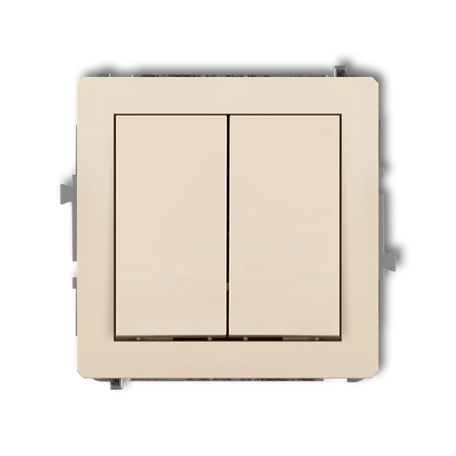 Single-pole switch mechanism with a staircase (two buttons without pictograms, separate power supply) beige KARLIK DECO 1DWP-10.21