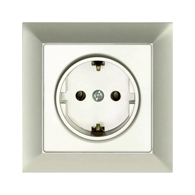 Single socket outlet 2P + Z Schuko with a frame - sand