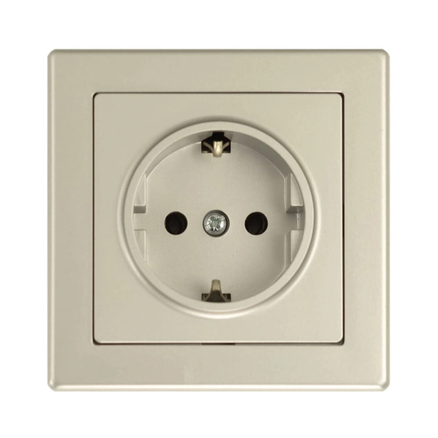 Single socket outlet 2P + Z Schuko with a frame - sand