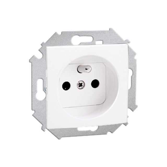 Single socket outlet with earthing, with shutters (module) 16A, 250V ~, screw terminals; white