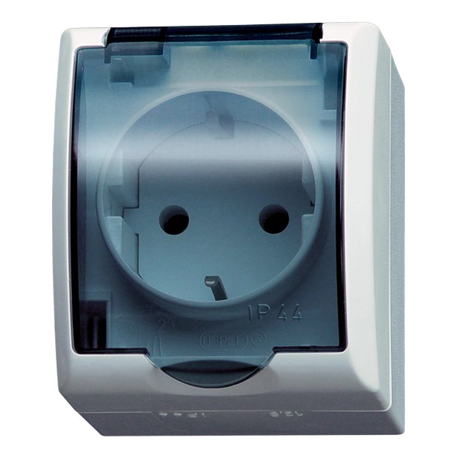 Single socket with earthing, schuko, transparent cover