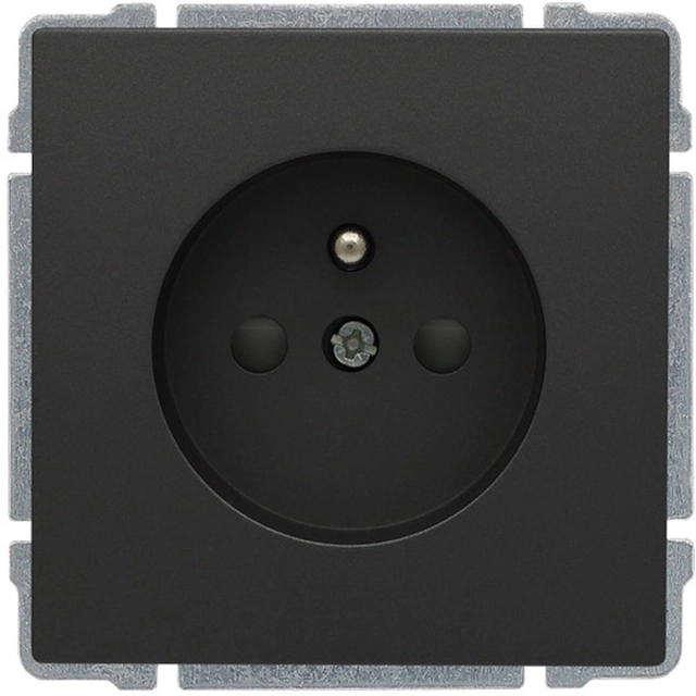 Single socket with earthing, with shutter, without frame, Series: KOS 66 Color: GRAPHITE