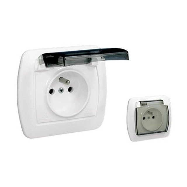 Single socket with grounding IP44 AGZ1BE/11a White chord, smoke flap