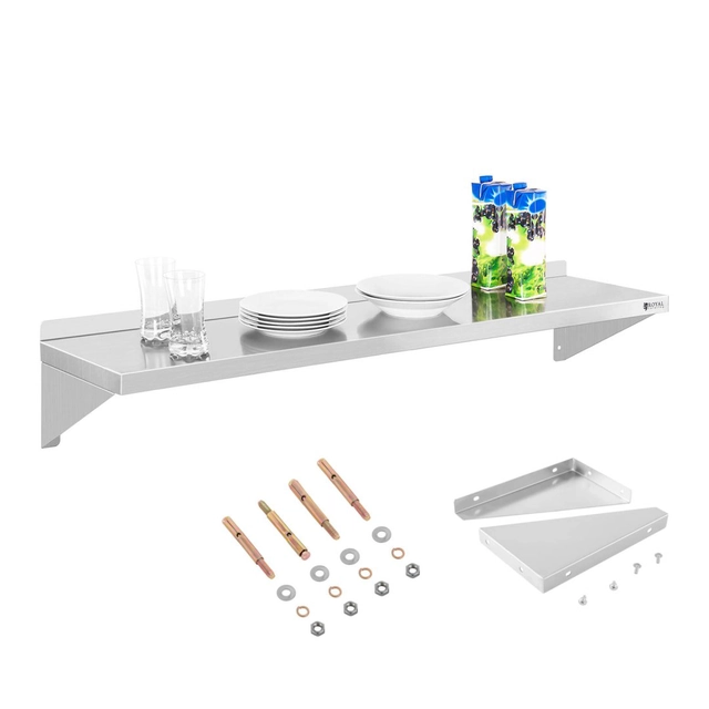 Single stainless steel wall shelf 120cm 35 kg