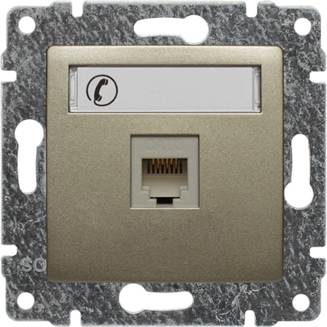 Single telephone socket, with label, without frame Series: VENA Color: SATIN
