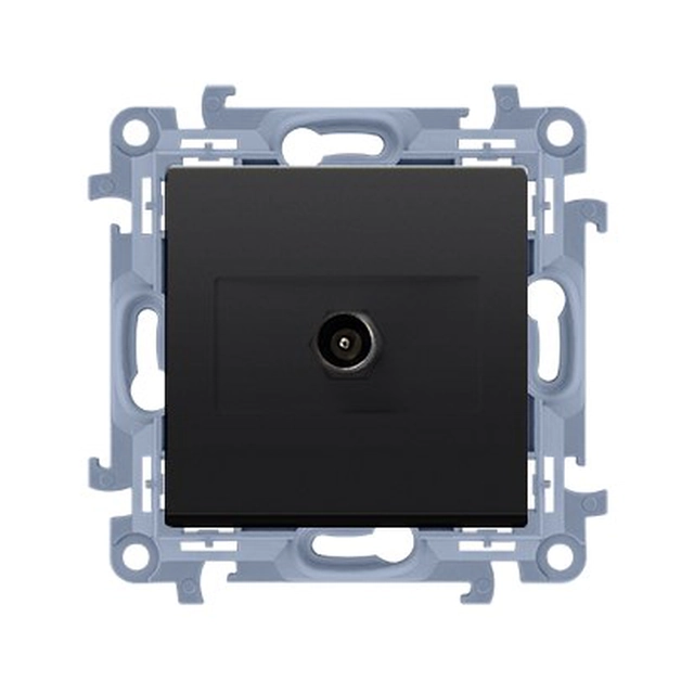 Single terminal antenna socket (module).For individual installations, matt black, SIMON10