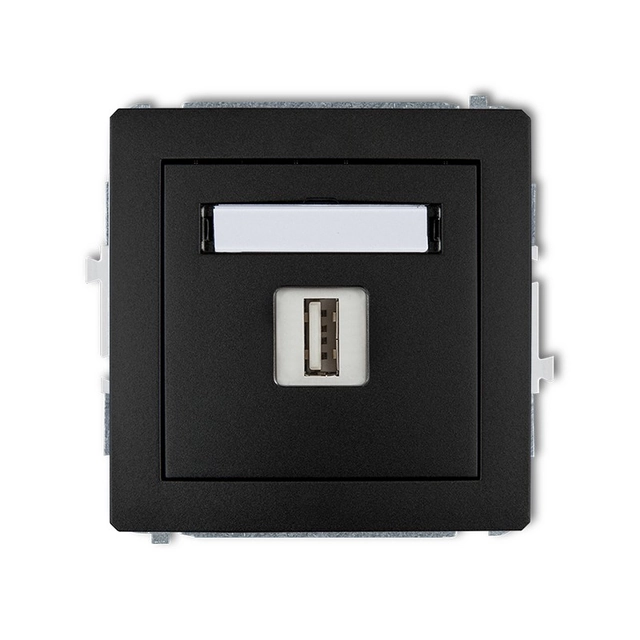 Single USB charger mechanism, 5V, 2A black matt KARLIK DECO 12DCUSB-3