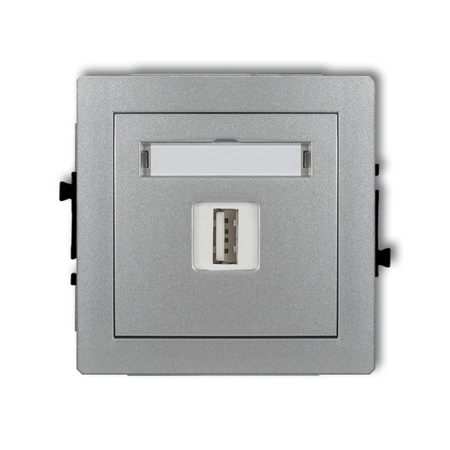 Single USB charger mechanism, 5V, 2A silver metallic KARLIK DECO 7DCUSB-3