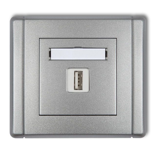 Single USB chargers, 5V, 2A silver metallic KARLIK FLEXI 7FCUSB-3