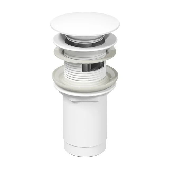 Siphon de lavabo Click-Clack Ravak, blanc mat, pour lavabos avec trop-plein