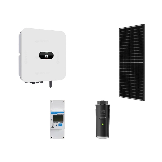 Sistem fotovoltaic 5KW monofazat hibrid, invertor Ongrid hibrid Huawei SUN2000-5KTL-L1, panouri JASOLAR JAM72S20-460 MR-BF(black frame) 460W 11 buc, Smart meter Huawei DDSU666-H , Dongle Wifi inclus