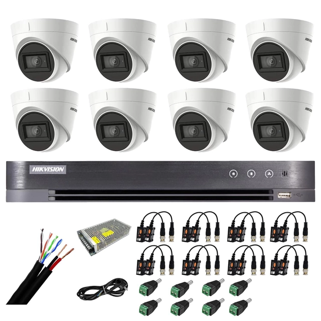 Sistem supraveghere Hikvision 8 camere interior 4 in 1 8MP, 2.8mm, IR 60m, DVR 8 canale 4K 8MP, accesorii