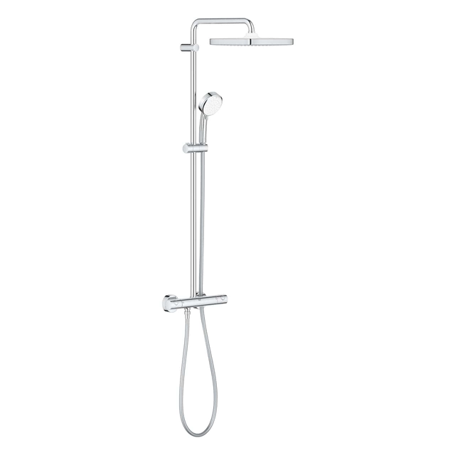 Sistema de ducha fijo Grohe Tempesta Cosmopolitan 250, Cube rociador cuadrado, con grifo termostático