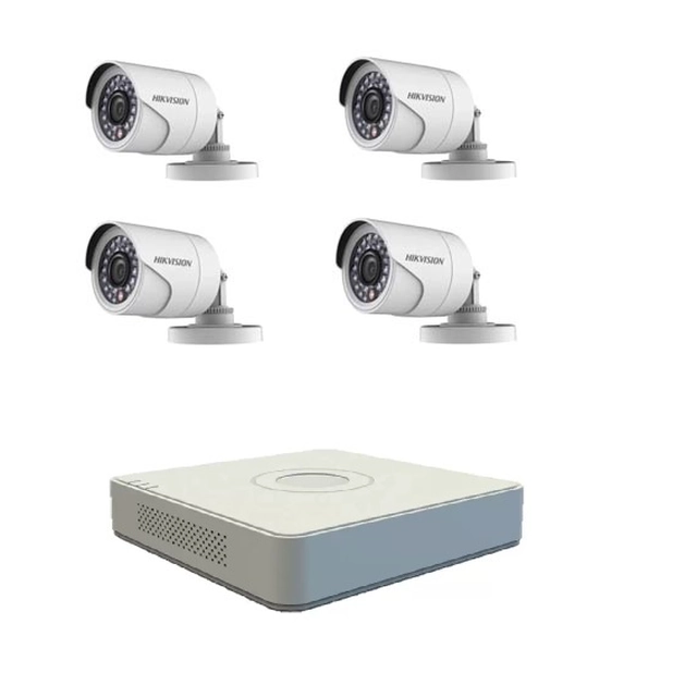 Sistema de vigilancia básico 4 cámaras de vigilancia exteriores 2MP Hikvision Turbo HD