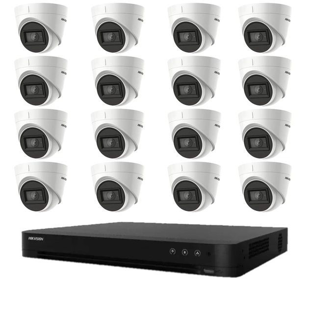 Sistema de vigilancia domo Hikvision 16 cámaras 8MP 2.8mm IR 60m, DVR 16 canales 4K