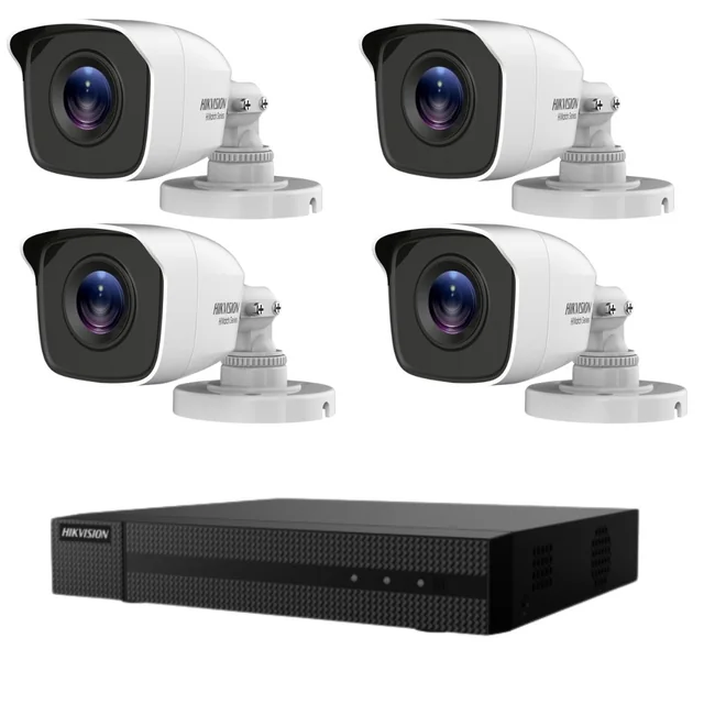 Sistema de vigilancia Hikvision serie HiWatch 4 cámaras 5MP IR 20m DVR 4 canales 4MP