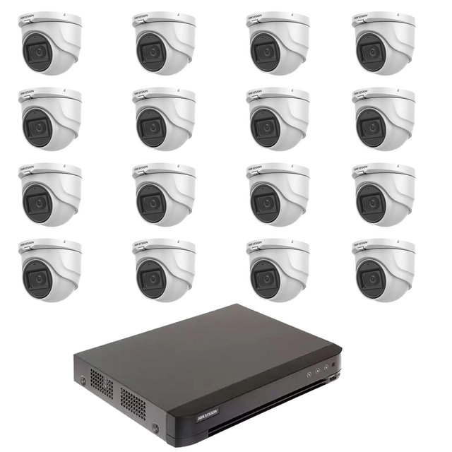 Sistema de vigilância por vídeo 16 câmeras 5MP Hikvision 2.8mm IR 30m, DVR AcuSense 16 canais de vídeo