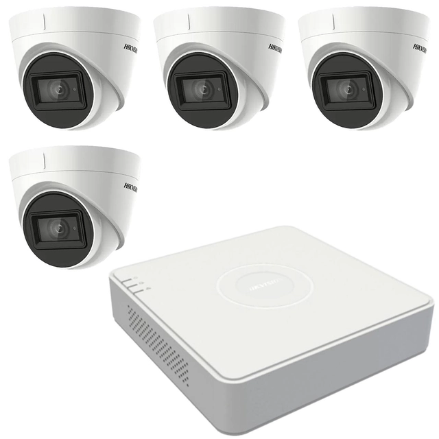 Sistema de vigilância por vídeo 4 Câmeras Hikvision 5MP, lente 2.8mm IR 40m, DVR 4 Canais TurboHD