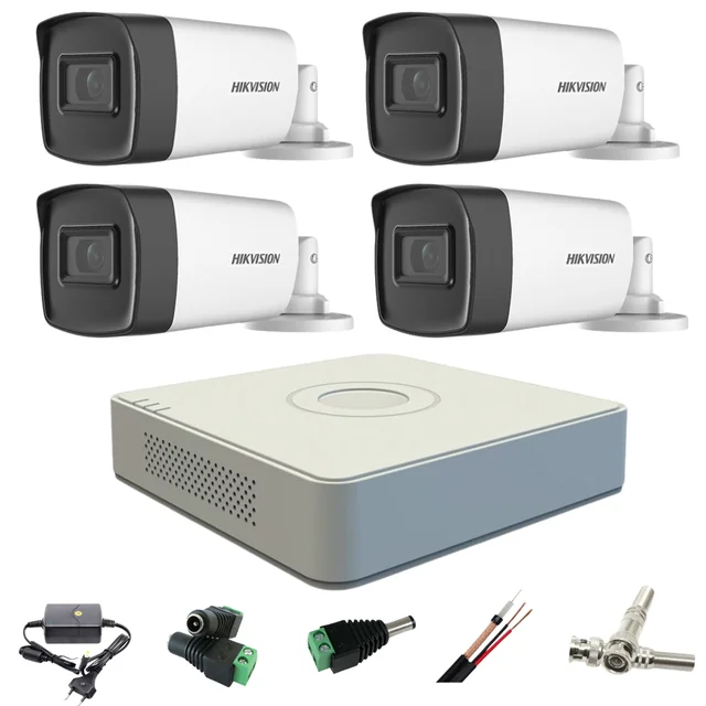 Sistema de vigilancia profesional Hikvision 4 cámaras 5MP Turbo HD IR 40m