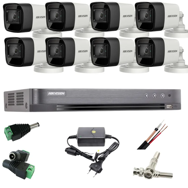 Sistema de vigilancia profesional Hikvision 8 cámaras 5MP Turbo HD IR 40m