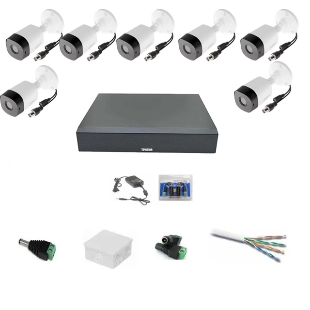 Sistema di sorveglianza esterna AHD 1080p 8 telecamere full HD 20m IR, DVR 8 canali, accessori