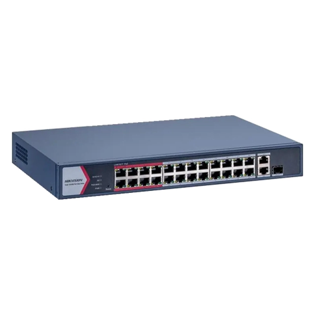 Skift 24 PoE-porte 100Mbps, 1 x Gigabit RJ45, 1 x Gigabit combo, Management - HIKVISION DS-3E1326P-EI-M