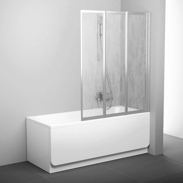 Skládací koupelnová stěna Ravak, VS3 130, satén+plast Rain