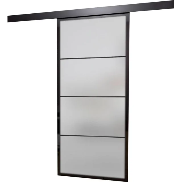 SKYDEDØRE 750X2100 ALUMINIUM SORT SATIN (4 POLA)