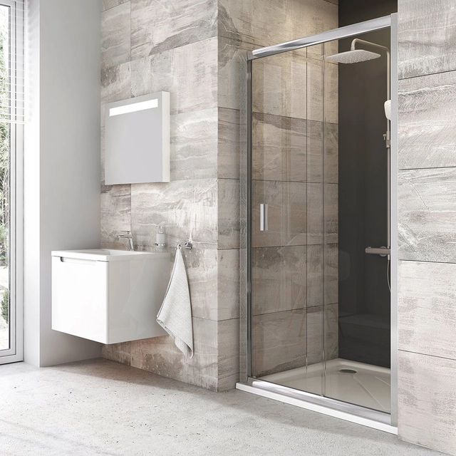 Sliding shower door Ravak Blix, BLDP2-110, glossy+glass Transparent