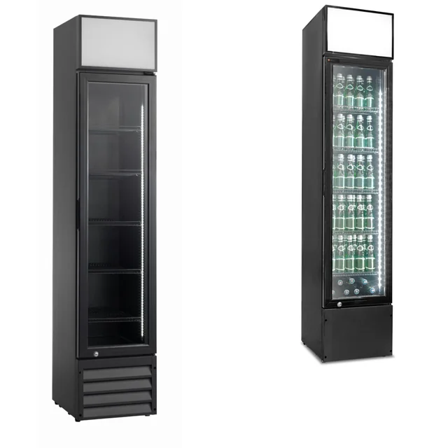 Slim Glass Refrigerator 160l Black Stylish 216-Black