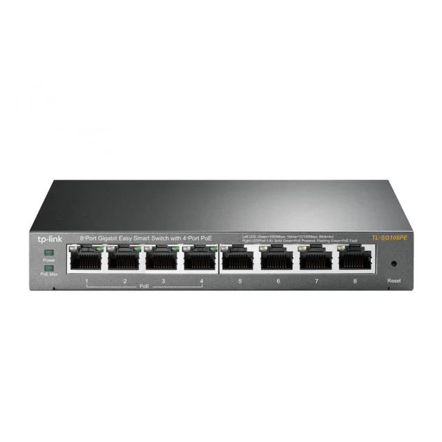 Smart switch with 8 Gigabit ports and 4 PoE+ ports TP-LINK TL-SG108PE