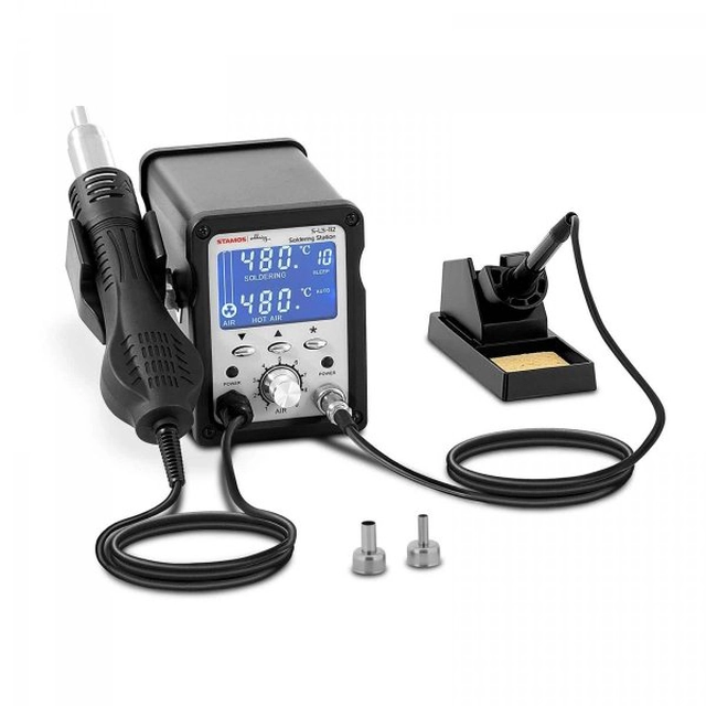 SMD LCD soldering station with soldering iron 102 W and hot air iron 750 W STAMOS SOLDERING 10021393 S-LS-112