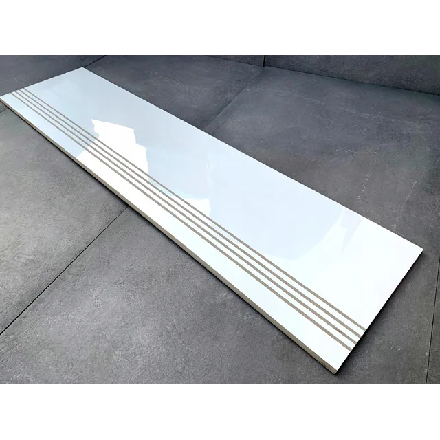 SMOOTH WHITE TILE FOR STAIRS 100x30 HIGH POLISH